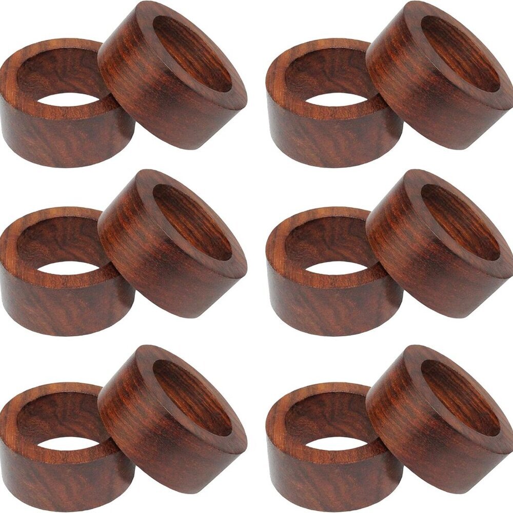 Wood Napkin Rings - Set of 12 - Handmade Dining Table Napkin Holder - Classic Ev
